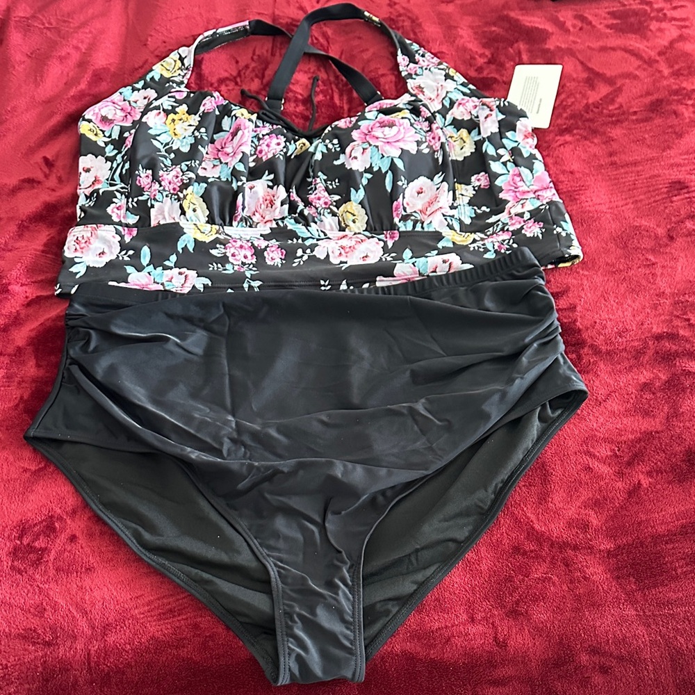BloomChic Floral Black Bikini